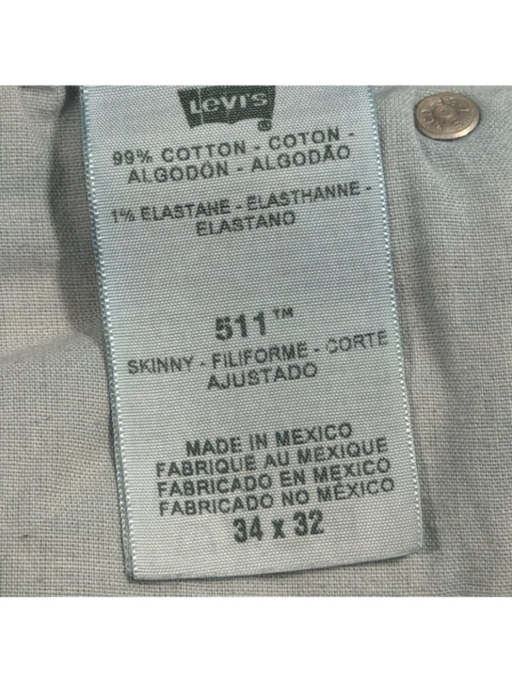 Levi’s 511 Men’s Jeans 34x32 Slim Fit Blue Denim Distressed Faded Cotton - Picture 6 of 10